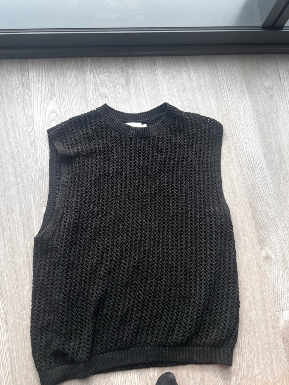 Topman Crochet Knit Tank Top Black Medium